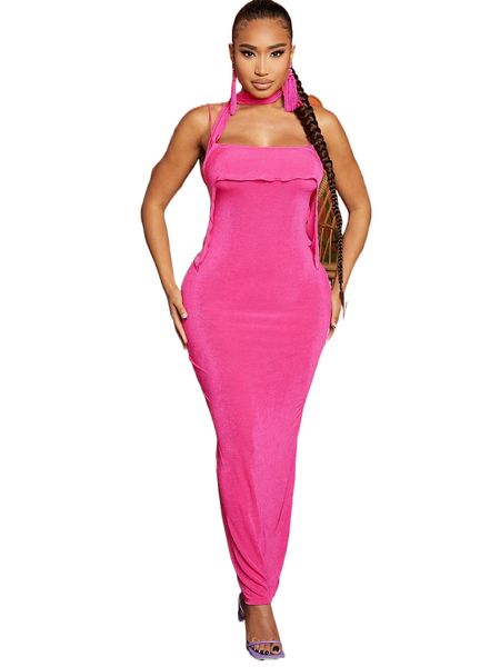 

tied open back high split bodycon dress z757#, Black;gray