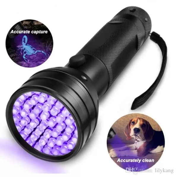 Hohe Qualität 51 UV-Ultraviolett-LED-Lampen Taschenlampe Violett Schwarzlicht Schwarzlicht-Taschenlampe 395 nm Aluminium-Shell-Taschenlampe Mini-Taschenlampen