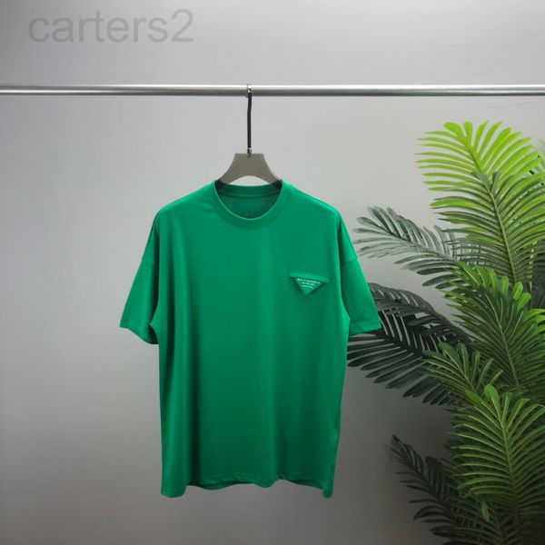 

men's t-shirts designer 2022 trendy brand early spring new bv worn neckline triangle badge couple loose green short sleeve t-shirt men, White;black