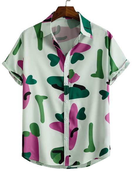 

romwe guys allover print shirt q4dc#, White;black