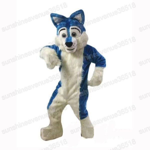 Halloween Long Fur Husky Dog Mascot Costume Personaggio dei cartoni animati Abiti Suit Carnival Festival Fancy dress Christmas Adult Size Party Dress