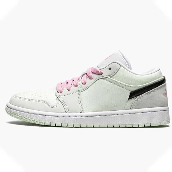 

shoes womens unc 1s jumpman 1 low barely green basketball sports sneakers real leather color barely/green/pink wmns