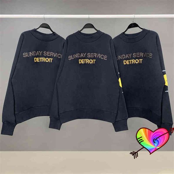

crew neck jesus is king detroit sweatshirts men women sleeve city badge hoodie 2022 loose ye tour sweatshirts t220802, Black
