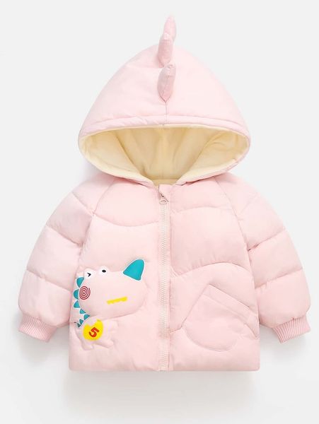 

toddler boys dinosaur print zip-up hooded puffer coat she, Blue;gray