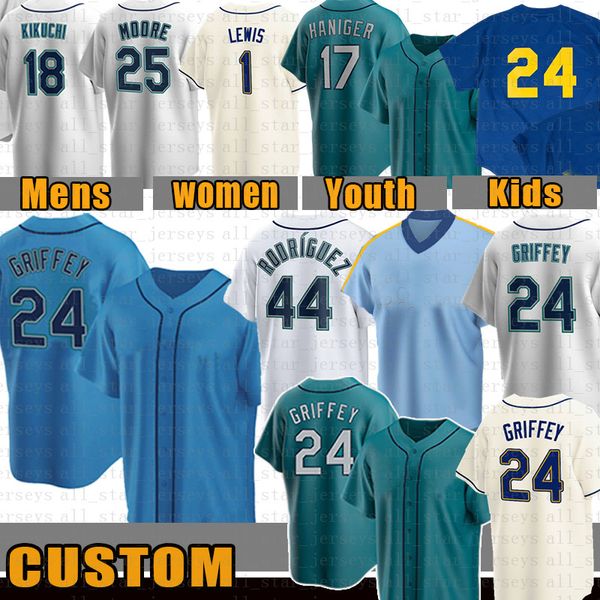 Julio Rodriguez Ken Griffey Jr. Maglia da baseball Seattle Jake Fraley Tom Murphy Luis Torrens Matt Brash Evan White Donovan Walton Kevin Padlo Steckenrider Cal Raleigh