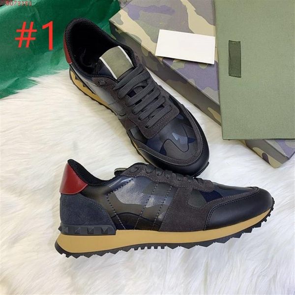 

womens mens studded leather suede boots camo camouflage sneakers studded rockrunner casual trainers walking shoes snea251z, Black