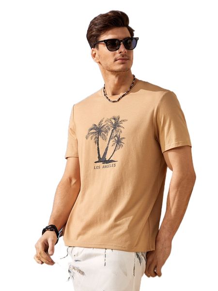 

men tropical & letter graphic tee i9xb#, White;black