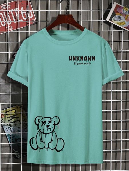 

men bear & letter graphic tee u447#, White;black