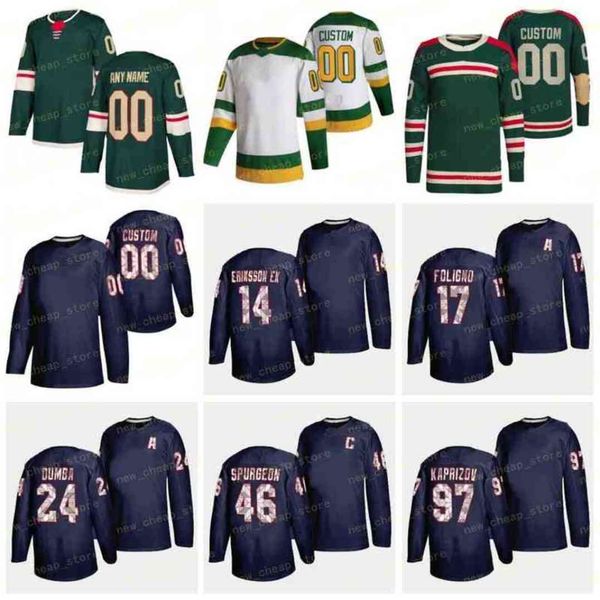 

custom winter classic kirill kaprizov jersey jared spurgeon marcus foligno kevin fiala mats zuccarello matt dumba joel eriksson reverse retr, Black;red