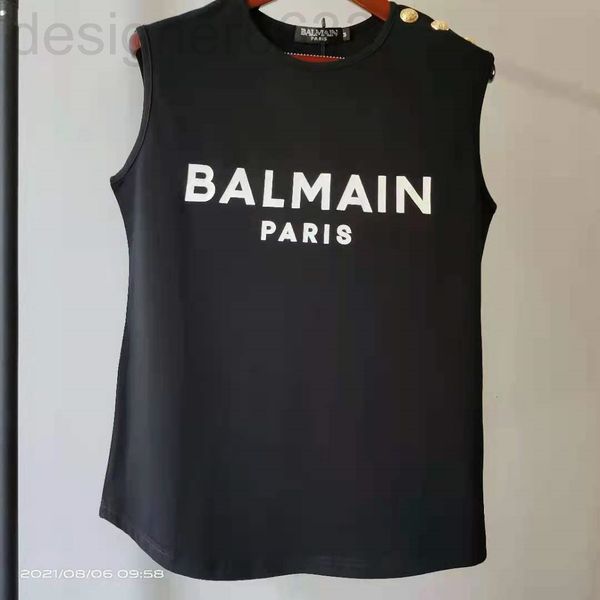 

women's t-shirt designer balman cotton sleeveless printed letter dwix, White