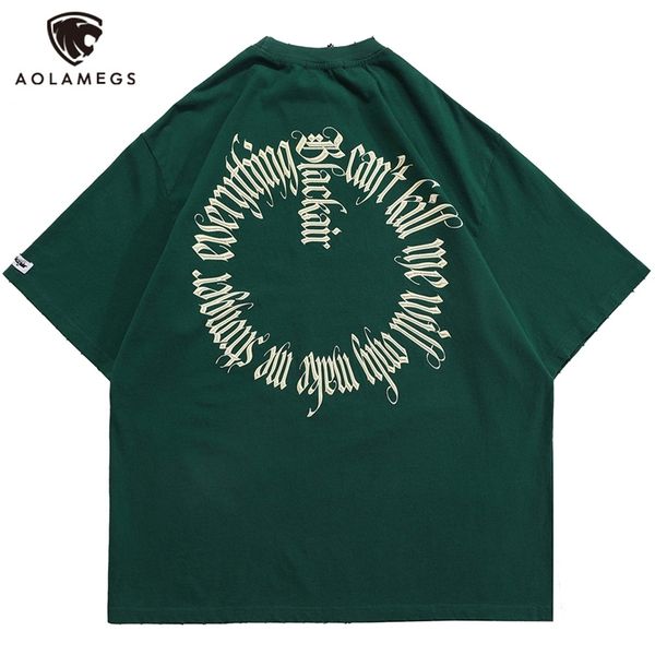 

aolamegs t-shirt men harajuku multicolor round 3d letter short sleeve summer loose cozy fashion all-match casual tee couple 220706, White;black