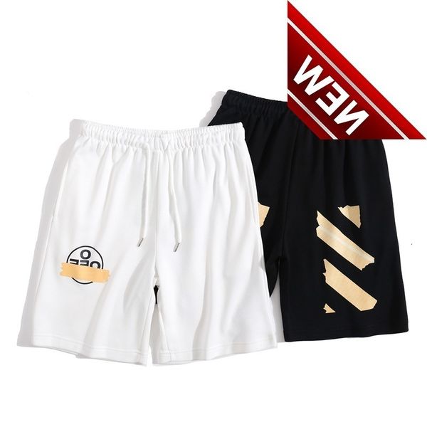 

50% discount chaopai off summer white yellow arrow shorts men's and women's beach five point pure cotton sports casual pants facto, Black