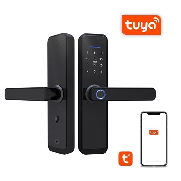 Tuya APP wasserdichtes intelligentes Fingerabdruck-Türschloss WiFilock RFID-Karte Elektronisches Passwort Türschloss Home Security Digitales Schloss 201013