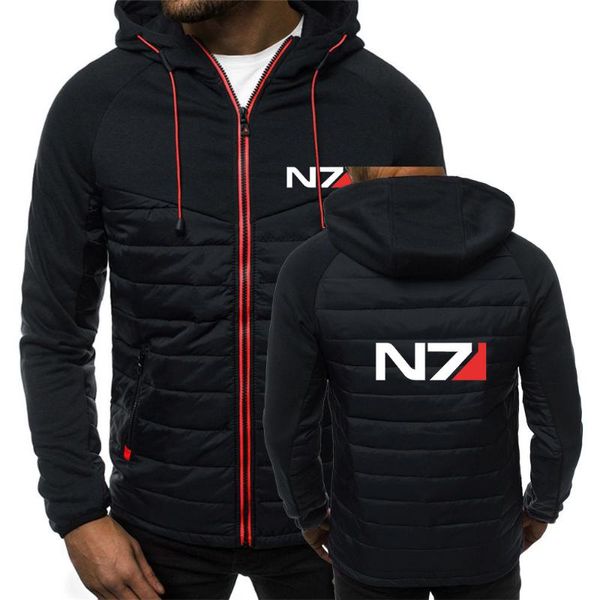 Мужские толстовок толстовок Mass Effect N7 Зимние куртки Parka теплый переход повседневной стройный