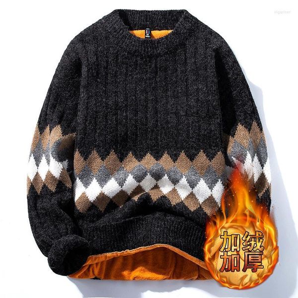 Erkek Sweaters Homme Kış Süper Çekin Sıcak Süvari Tutun Erkek Yumuşak Polar Erkek Sakiller artı Kadife Kalın Erkek Noel Sweaters Olga2