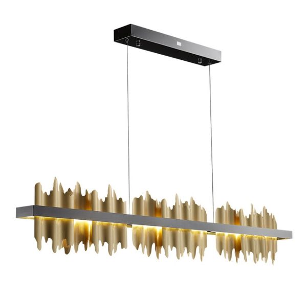 Ristorante Nuovo lampadario moderno Lampade per illuminazione Iceberg Design LED Isola della cucina Apparecchio di illuminazione rettangolare Oro Nero