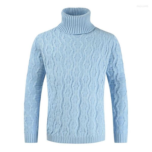 Suéteres masculinos 2022 Turtleneck azul cinza mangas compridas Longo de outono Pullover de inverno O-gola Hajuku S-3xl