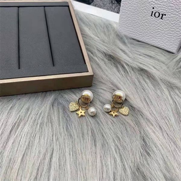 

jewelry store outlets love diamond five pointed star pearl fashion temperament s925 silver needle earrings, Golden