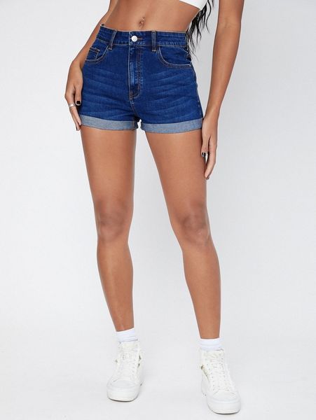 

mid-waist ripped detail cuffed denim shorts 35dw#, White;black