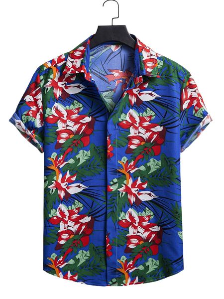 

men floral & plants print shirt t3dw#, White;black
