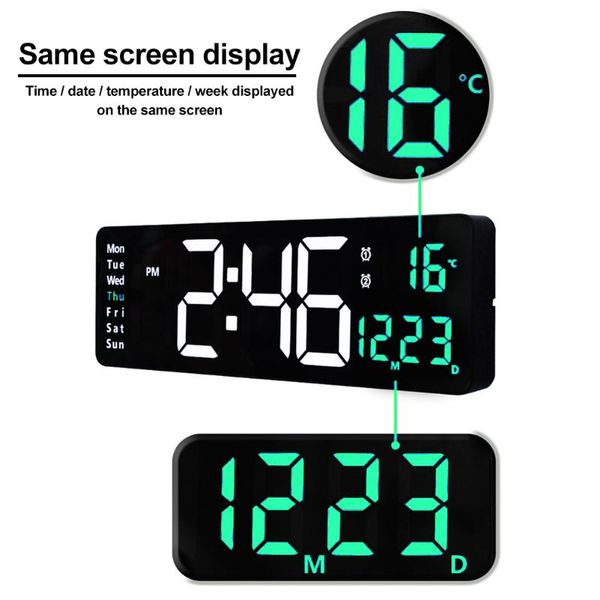 Настенные часы цифровые большие светодиодные экраны календарь спальни с дистанционным управлением