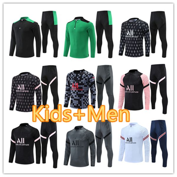 

men's children's 21 22 football jersey soccer training jersey sportswear set, Black