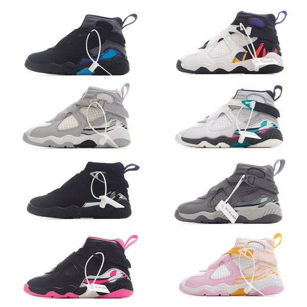 

jumpman 8 kids basketball shoes youth children jorden 8s running shoes orange pearl arctic pink white for boy girls students baby toddlers s