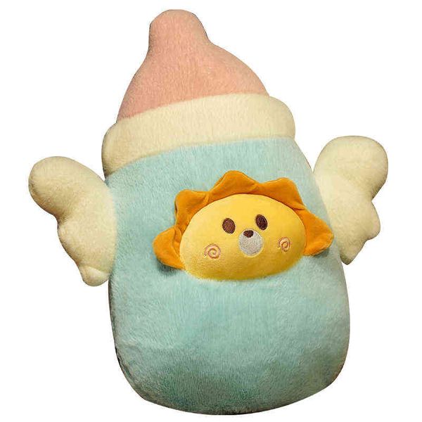 Cm gefüllte weiche babyflasche plüsch kissen kawaii Angel Peluche Spielzeugbett Rückenlehne Kiltkuschel Puppen für Kinder Mädchen Geschenk J220704