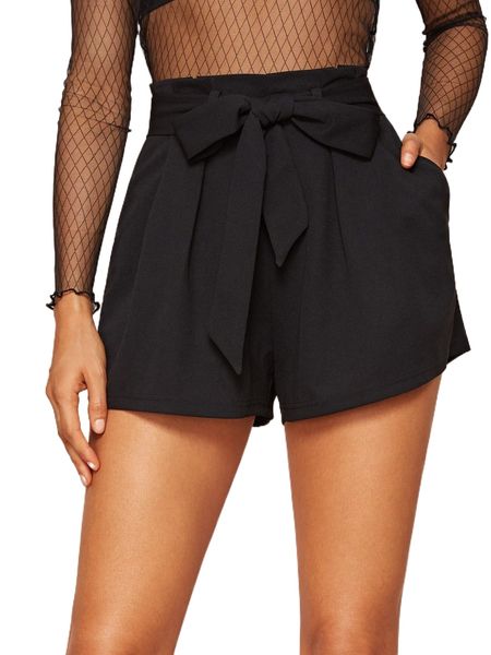 

paperbag waist slant pocket shorts m21u#, White;black