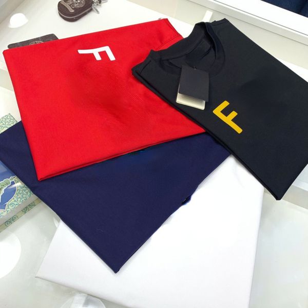 

designer t-shirt f letter printing round neck short-sleeved tshirt pure cotton simple breathable all-match loose, White;black