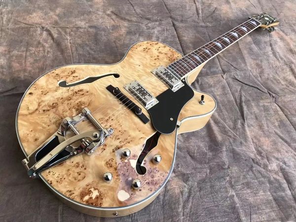 

new arrival electric guitar jazz f hole semi-hollow body a fame &spalted tremolo color original