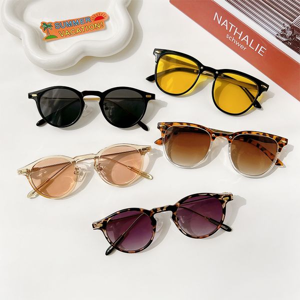 

girl boys cute classic uv400 sunglasses outdoor sun protection children vintage metal kids 220705, Blue