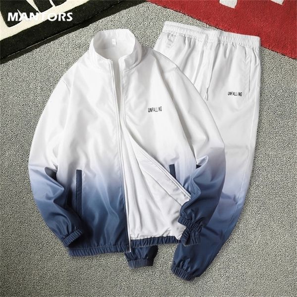 

spring autumn sportswear men printed tracksuit casual fashion men's set jacketpants suit mens streetwear tracks suit 201128, Gray