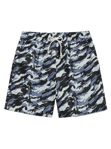 

romwe guys camo print drawstring shorts p0j3#, White;black