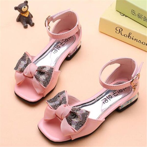 

new fashion children's girl sandals bow gladiator beach shoes summer kids princess low heeled sandals size 27-35, Black;red