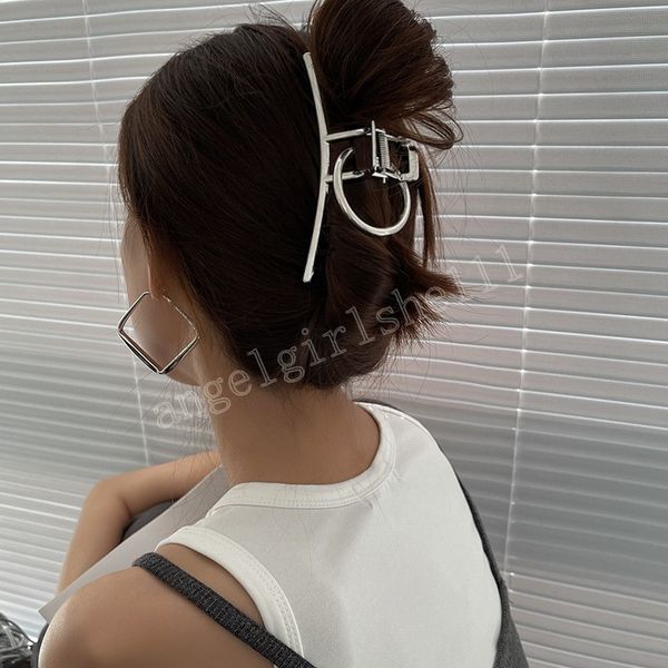

woman silver metal hair claws clips fashion round barrettes women hair accessories lady hairpins hairgrip, Slivery;white