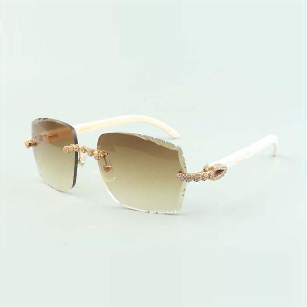 

2022 bouquet diamond sunglasses 3524014 with natural white buffs glasses and cut lens 3.0 thickness303u, White;black