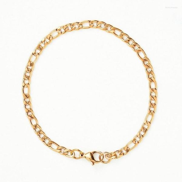 Link Chain Classic 4mm Breite Figaro Armband für Männer Frauen Edelstahl Goldfarbe Fashion Party Jewerly Geschenk Trum22