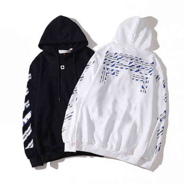 

fashion mens classic offs hoodies loose sweatshirts zipper hoodie cotton pullover long sleeved back oil paint arrow x men women hooded jack, Black
