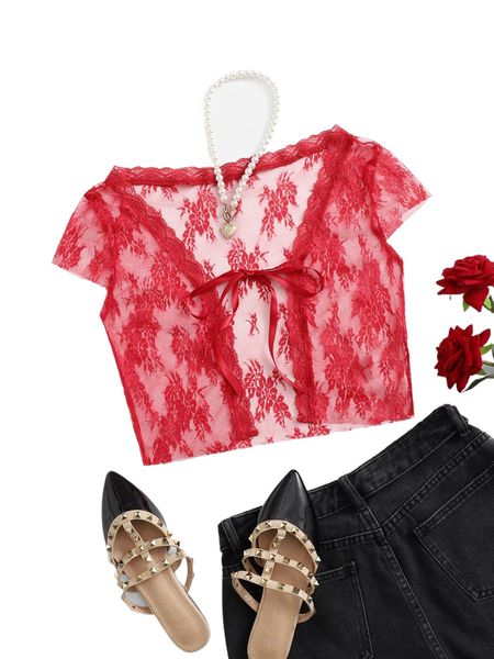 

lace trim knotted sheer embroidery mesh d0dk#, White