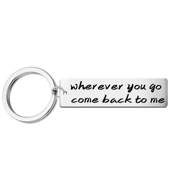 

keychains valentine's day gift for husband, wife, dad and mom with boyfriend girlfriend key ring engraved warm words, Silver