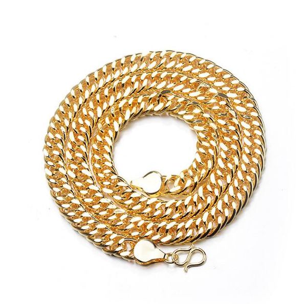 

18k chains 9mm smooth double button gold plated men's necklace 60cm, Silver
