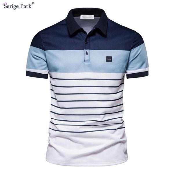 Camisetas coloridas de camisa pólo clássica masculina para homem coleção de verão masculino Clothing Luxury Brand Park Stripe de alta qualidade 220716