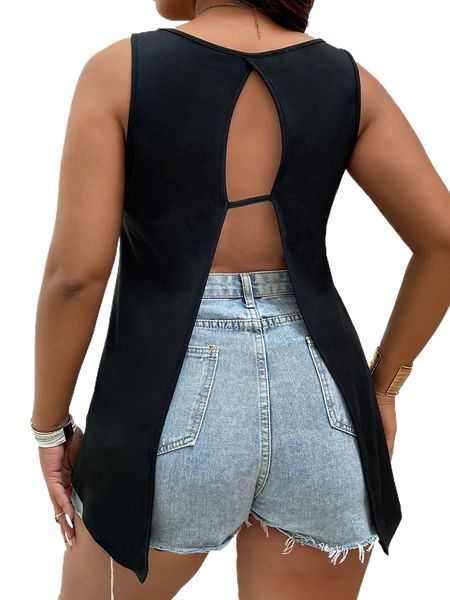 

plus backless solid tank 85or#, Black