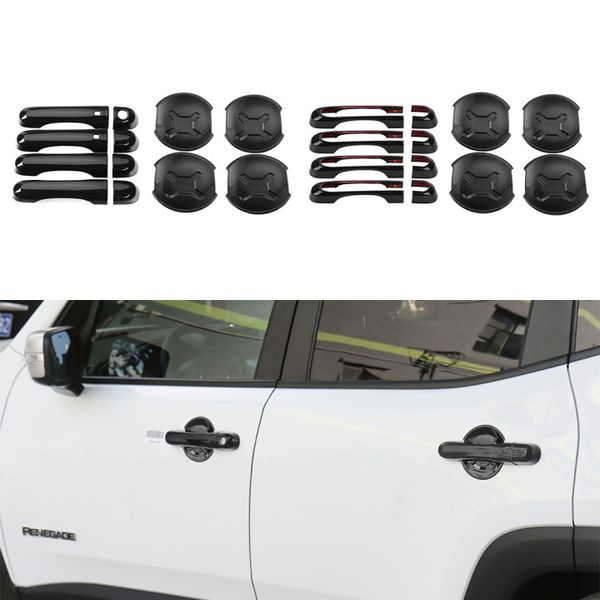 

door grab handle bowl decoration cover trim sticker decal for jeep renegade 2016 2017 2018 2019 2020 car exterior accessories
