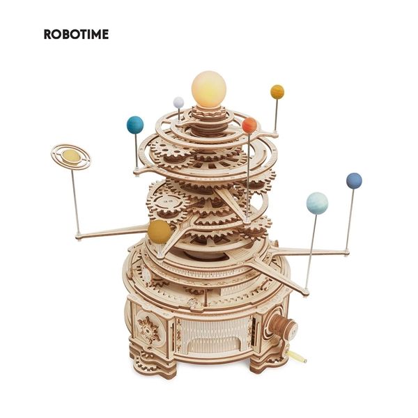 Robotime Rokr Mechanical Orrery 316pcs Вращаемые DIY 3D Деревянные головоломки Модель