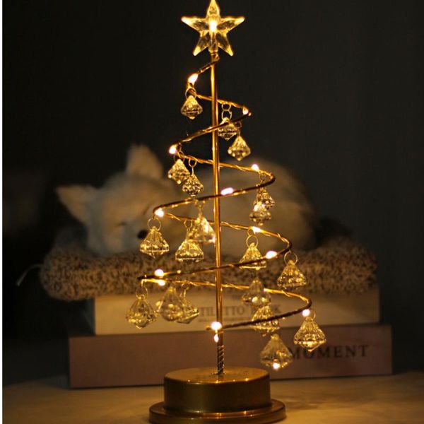 Lâmpadas de mesa Night Light Light Mini Diamond Tree Lamp Copper Wire Lights Fairy String para o quarto de casa Presentes de Natal decoração