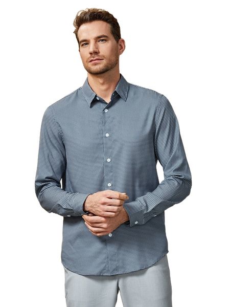 

men allover print button front shirt o8g3#, White;black
