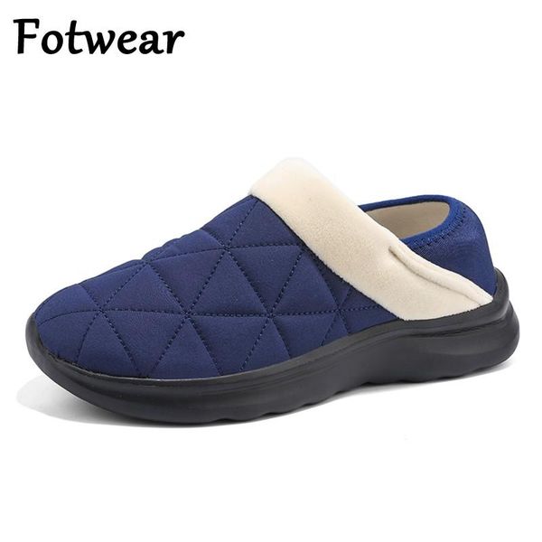 

warm fur indoor men slippers big size 37-46 home slippers slip on plush shoes winter cotton male casual shoes waterproof, Black