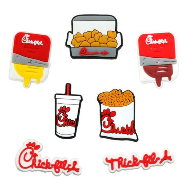 

chicken food croc charms pvc cute cartoon shoecharms buckle garden shoe accessories wholesale, White;pink